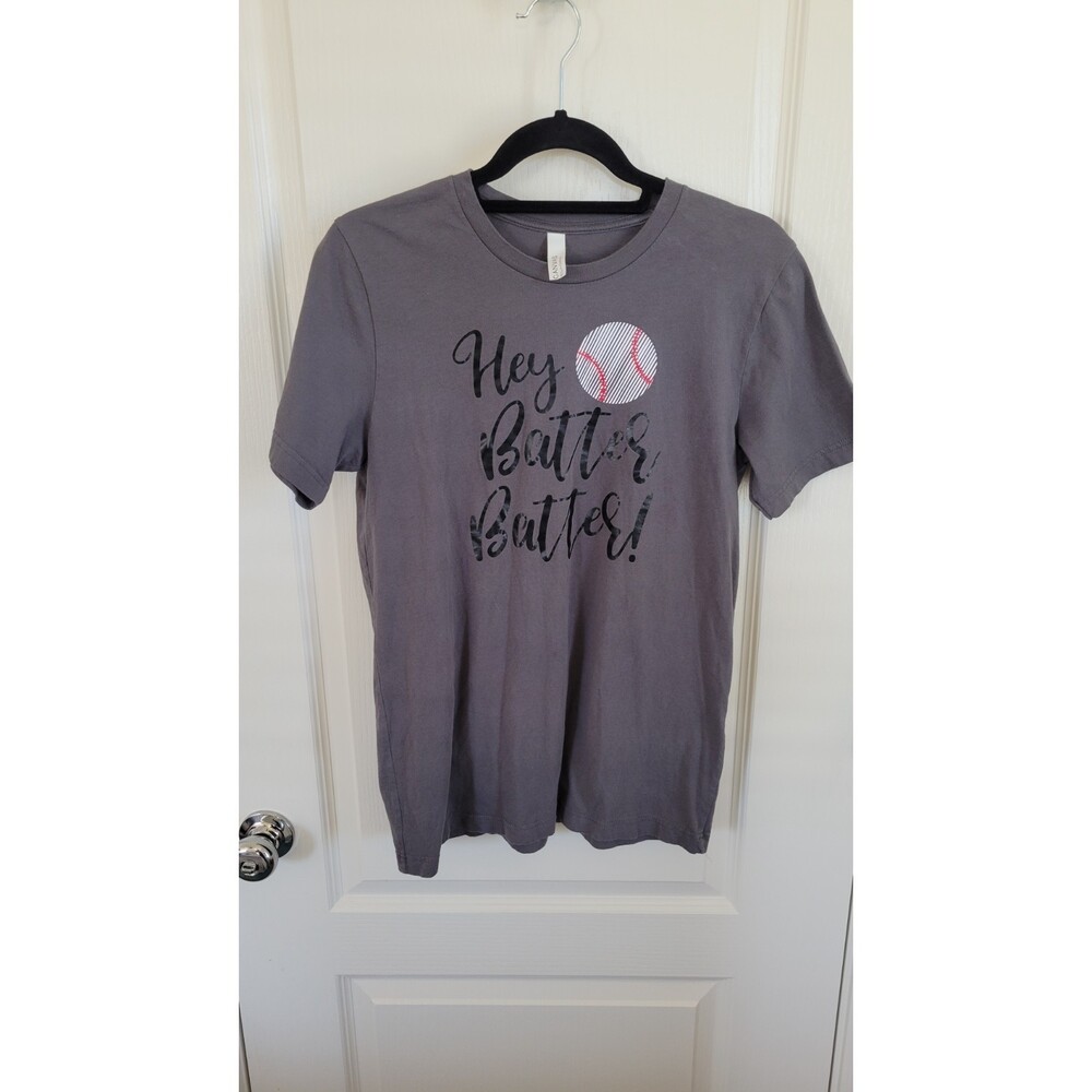 Baseball Hey Batter 100% cotton Bella Canvas tshirt sz medium